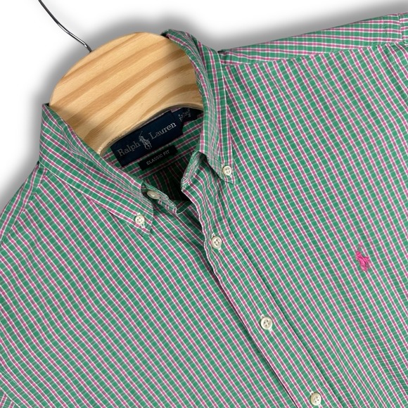 Ralph Lauren Classic Fit Button Down Tattersall Plaid Shirt Mens 16 32/33 Preppy - Picture 1 of 8
